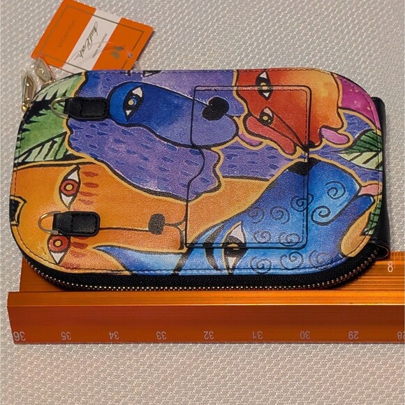 Monarque Signature Series Laurel Burch Dogs & Doggies Crossbody Wallet Purse NWT - Picture 6 of 7